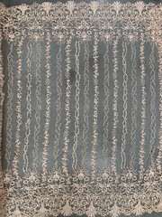 Daphne PEACH Faux Pearls Beaded Flowers and Vines Lace Embroidery on Mesh Fabri