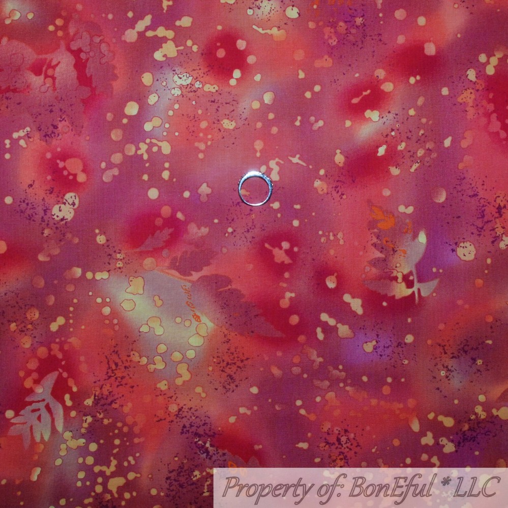 BonEful Fabric FQ Cotton Quilt Orange Red Purple Speck Pink Tonal Stripe Blender