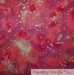 BonEful Fabric FQ Cotton Quilt Orange Yellow Gold Red Fire Tonal Leaf Blender UK