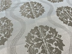 Designer Fabric Remnant Beige & Silky Silver Thread 21” X 54”