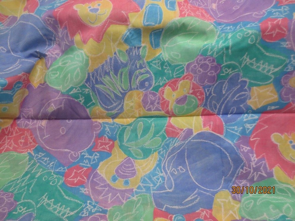 Xwide Vintage Cotton Princess Fabrics #1028 Chalkboard Animal Drawings 1.5 yds