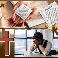 Pocket Prayer Quilt Panel Squares w/ Small Wooden Crosses Mini Scripture Pocket