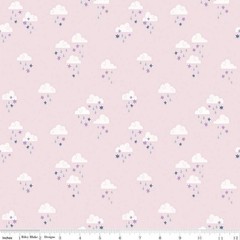 Twinkle Little Star Dream Skies Pink Cotton Fabric