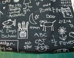 Welcome Back by Pat Yuille for MMFab Cotton Fabric Doodles on Blackboard 44″ BTY