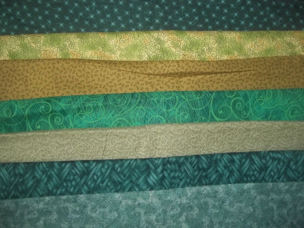 GREEN geometrics shape TONAL blender Cotton QUILT Fabric U-PICK see info 1/2 yd