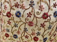 Gold Pink Blue Red Embroidery Dupioni Fabrics 48” Width Sold By The Yard