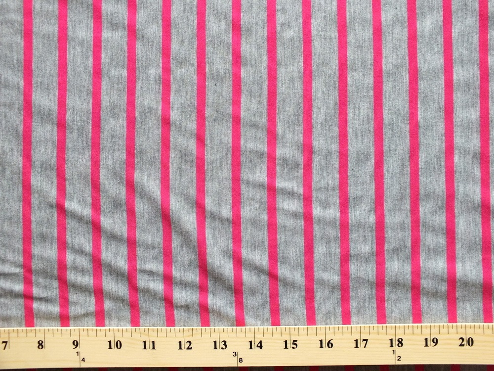 EZ Spun Polyester Pink Grey Stripe Knit Fabric By the Yard D339.02