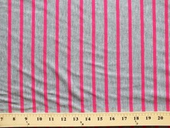 EZ Spun Polyester Pink Grey Stripe Knit Fabric By the Yard D339.02