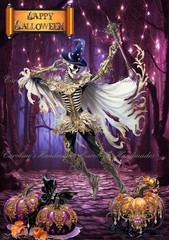 Halloween Midnight Skeleton Dance Designer Cotton Fabric Quilt Block Multi-size