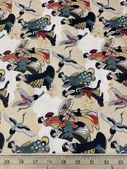 Kimonos & Koi – Japanese Geisha Crane – Paintbrush Studio Cotton Fabric