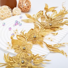 Phoenix Peacock Feather Tail Fabric Beaded Lace Applique,3D Embroidered Flowe…