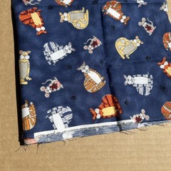 Cynthia Young MODO Cats & Mice Cotton Fabric Remnant 30×30 1996 Vintage