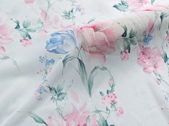 58” Wide Orange Blue Floral Chiffon Fabric Dress Skirt Hanfu Material Chiffon