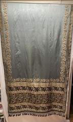 Exquisite Floral & Paisley Border Silk Sari Sage Green 5.5 In Length 44″ Wide