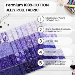 Craftido-20 Options-100% Cotton Jelly Roll Fabric Precut Strips for Quilting,…