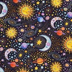 Stay Wild Moon Child Dark Blue Debi Hron Henry Glass Cotton Sun Moon Stars~ BTHY