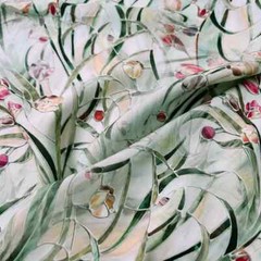 55” By Yards Mint Green Floral Viscose Fabric Soft Rayon Sewing Material