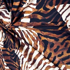 Animal Print Zebra Brown Spandex Fabric Stretch 60″wide by the Yard for Swimwear
