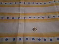 Yellow And White Stripes Blue Polka Dots Polyester Cotton Blend Fabric 17″ X 80″