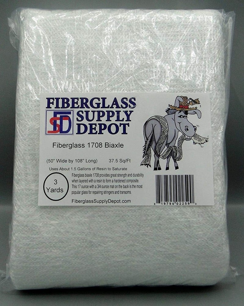 1708 Biaxial Fiberglass Cloth 50″ Wide x 3 Yards Boat Repair Composite Fabric