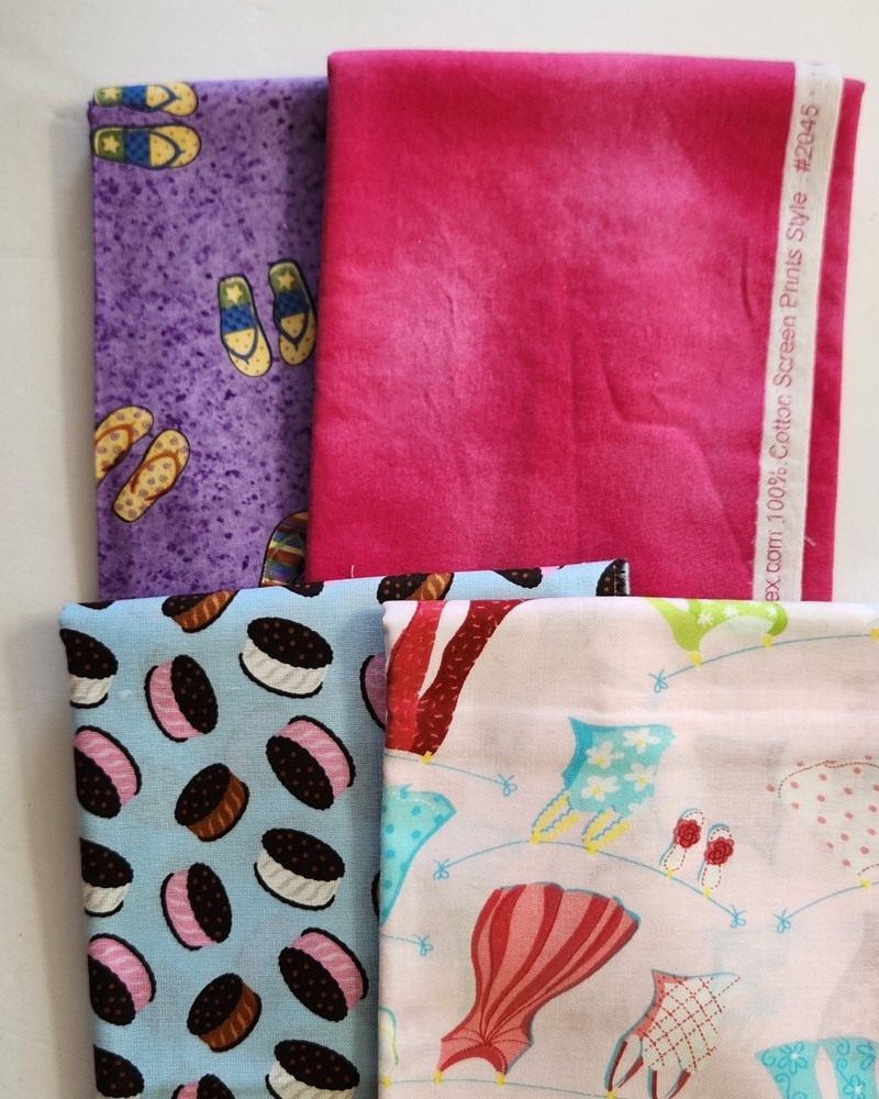 Novelty Prints Quilt Fabrics (4) 1/2 yd x 42/44″ WOF Lot 1254
