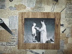 NEWSPRINT NORMAN ROCKWELL NEWSPAPER FAMILY PORTRAITS COTTON FABRIC FQ