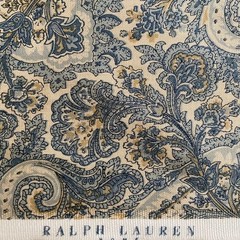 Vtg Ralph Lauren Floral Paisley Fabric Blue cream 5 yds x 54″ Cotton Upholstery