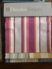Duralee Fabric Sample Book Lot Of 4 Swatches Linen Stripes Traditional Sapphire