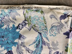 Vtg Waverly Bonded Fabric Blue Floral Peacock Strawberry Cotton 47″ W X 67″ L