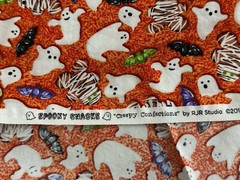 Spooky Snacks Halloween Fabric Candy Cookie Creepy Confections Ghost Mummy 2 yds