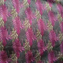 Liberty of London SILK CHIFFON – “Khoros” Pink & Gray Leaves w/ Dotted Outlines