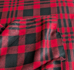 Blizzard Fleece Fabric Black & Red Check Plaid 59″ Wide BTY