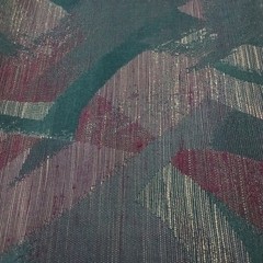 Cream Teal Burgundy 56″ x 38″ Handwoven Fabric Remnant 1 Yard Good Condition