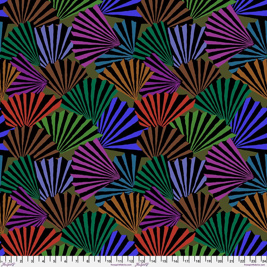 NEW! KAFFE FASSETT FANFARE GP211 DARK COTTON FABRIC 1/2 YARD