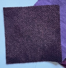 New Color! Hand Dyed Wool -appliqué/rug/hook (6) 4.5″ Charm Sq; Purple Harvest