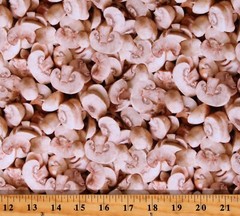 Cotton Mushrooms Cooking Kitchen Food Cotton Fabric Print by the Yard (D574.60)