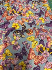 Vintage Purple Butterfly Butterflies Fabric 1/3 yard 100% Cotton Free Shipping