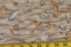 By 1/2 Yd, Sea-Creatures on Brown & Tan Flannel, Lyndhurst/Adrienne Yorinks,EB43