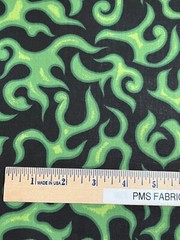 MDG On Fire 100% cotton fabric by the yard like Motorcycle flames Black & Green
