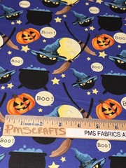 MDG Halloween Spooky Boo misc on Purple 100% light weight COTTON FABRIC by yard