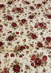 Fabric Cream With Red Roses 7 Yards