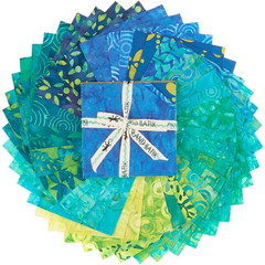 Lavish Batiks Stamps By Island Batik 5” Squares 42 Pieces 20 Fabric Designs