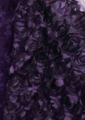 Maci PLUM 3D Floral Polyester Satin Rosette on Mesh Fabric by the Yard – 10057