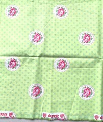 Cotton sheeting fabric green w/ pink roses 30” W X 50” L Frm France Dapper Brand