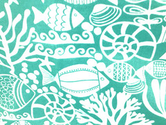 Outdoor Fish Sea Life Print Decorative Richloom Fabric Teal By The Yard