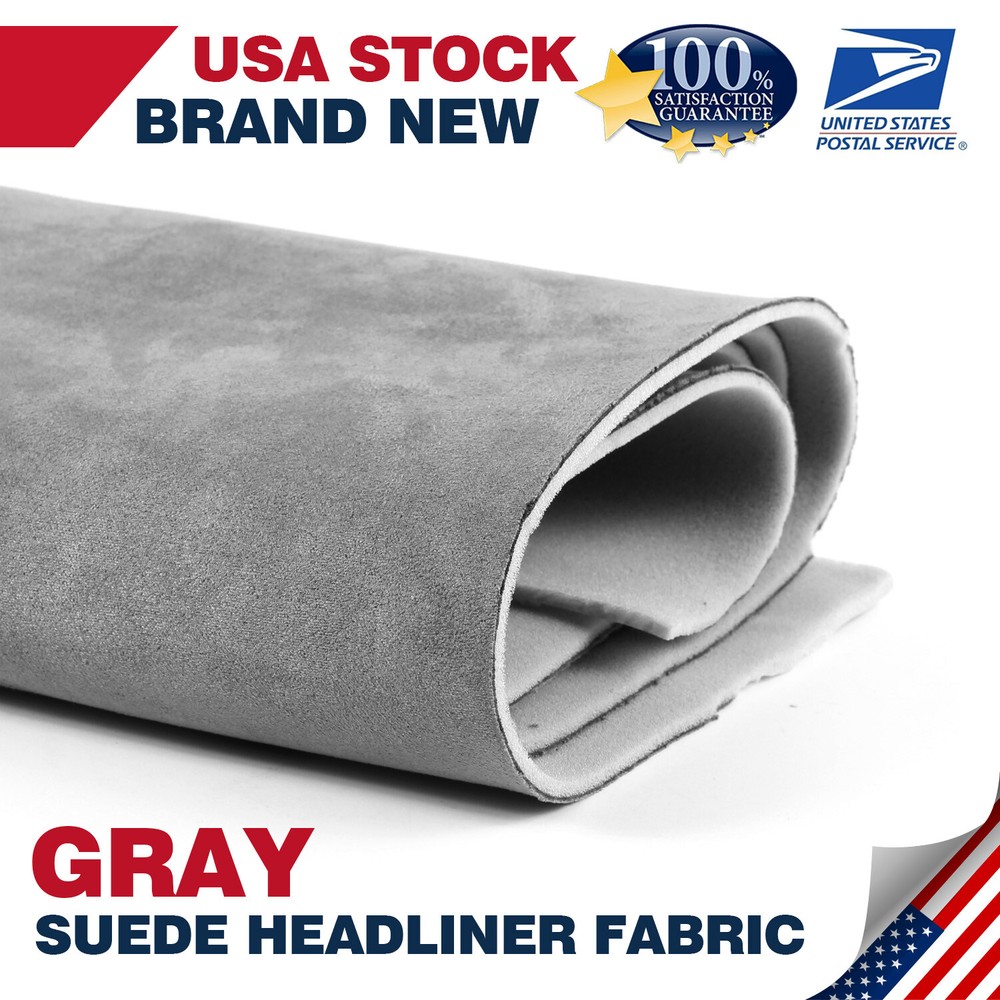 Car Ceiling Fabric Replacement – Pure Gray Headliner with Foam Backing 24Sqft