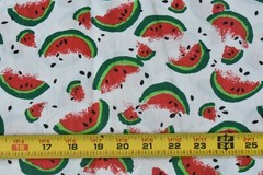 By 1/2 Yd, Vintage, Red & Green Watermelon on White Quilt Cotton, P5937