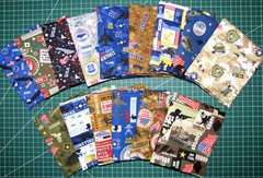 United States Military Fabric FQ Set 15 Fat Quarters AF Army Navy Marines Cotton