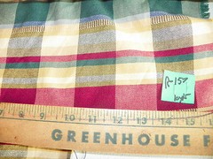 Green Red Yellow Plaid Fabric / Upholstery Fabric 1 Yard R157