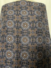 100% High Quality Silk Batiste Geometric Tile Blue Print Fabric By 56″ Wide